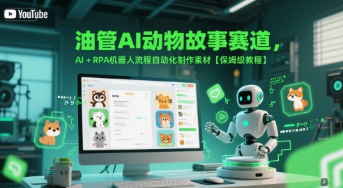 油管AI动物故事赛道，AI+RPA机器人流程自动化制作素材【保姆级教程】-猴哥项目网