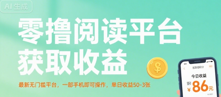 零撸阅读平台获取收益，最新无门槛平台，一部手机即可操作，单日收益50-3张【揭秘】-猴哥项目网