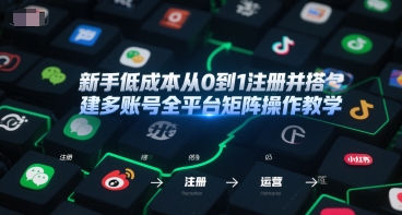 新手低成本从0到1注册并搭建多账号全平台矩阵操作教学，手机号-邮箱-IP-工具-猴哥项目网