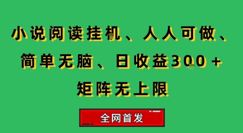 小说挂G阅读，人人可做，简单无脑，一天收益3张+矩阵无限上，全网首发【揭秘】-猴哥项目网