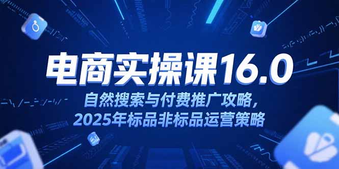 淘宝电商运营课16.0，自然搜索与付费推广攻略，2025年标品非标品运营策略-猴哥项目网