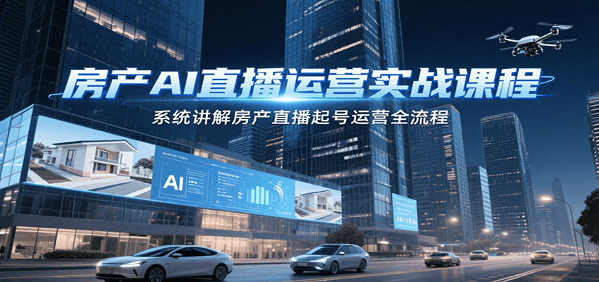 房产AI直播运营实战课程，系统讲解房产直播起号运营全流程-猴哥项目网
