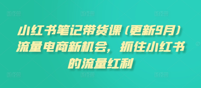 小红书笔记带货课(更新25年6月)流量电商新机会，抓住小红书的流量红利-猴哥项目网