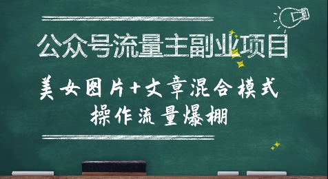 公众号流量主副业项目，美女图片+文章混合模式操作流量爆棚-猴哥项目网