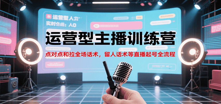 运营型主播训练营，点对点和拉全场话术，留人话术等直播起号全流程(更新7月)-猴哥项目网