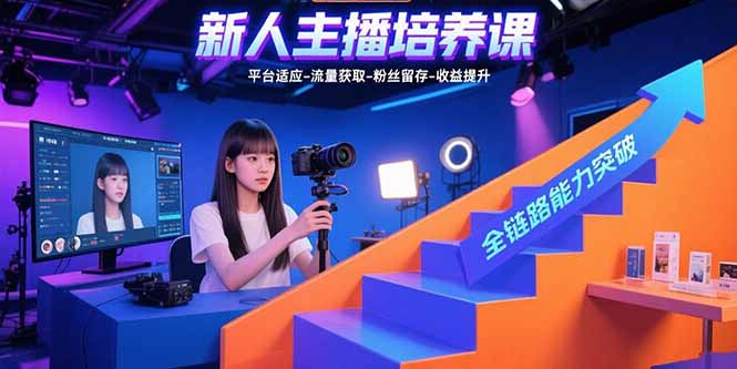 新人主播培养课：平台适应-流量获取-粉丝留存-收益提升 全链路能力突破-猴哥项目网