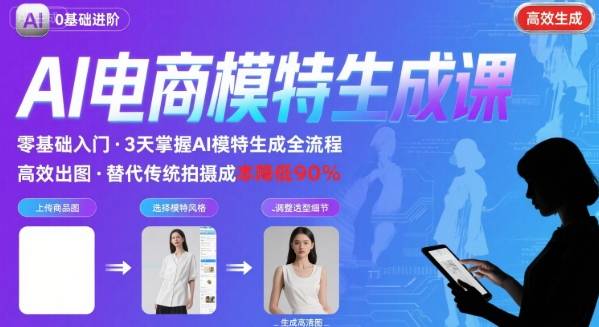 AI模特进阶课程，0基础高效生成逼真电商模特图-猴哥项目网