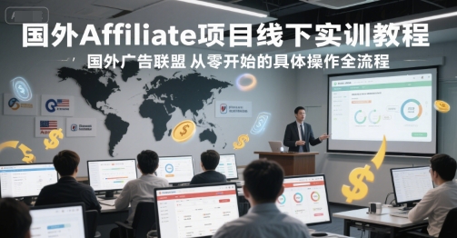 国外Affiliate项目线下实训教程，国外广告联盟从零开始的具体操作全流程-猴哥项目网