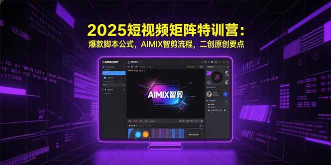 2025短视频矩阵特训营：爆款脚本公式，AIMIX智剪流程，二创原创要点-猴哥项目网