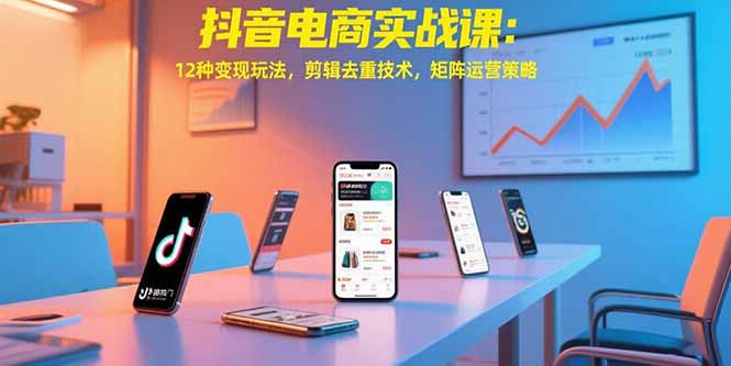抖音电商实战课：12种变现玩法，剪辑去重技术，矩阵运营策略-猴哥项目网