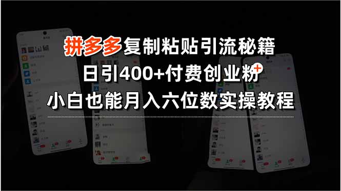 拼多多复制粘贴引流秘籍，日引400+付费创业粉，小白也能月入六位数实操…-猴哥项目网