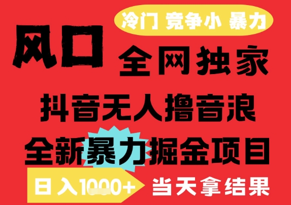 25年6月高爆抖音无人直播最新撸音浪掘金项目，解放双手小白可做，无脑日入1k+，门槛低【揭秘】-猴哥项目网