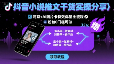抖音小说推文干货实操分享，混剪+AI图片卡特效爆量全流程，0粉丝0门槛可做-猴哥项目网
