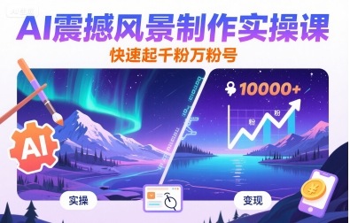 AI震撼风景制作实操课，快速起千粉万粉号-猴哥项目网