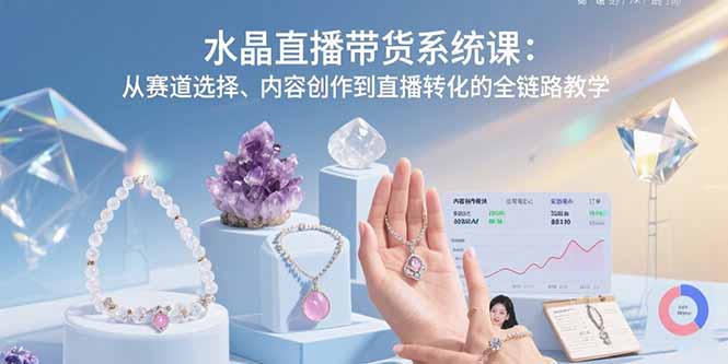 水晶直播带货系统课：从赛道选择、内容创作到直播转化的全链路教学-猴哥项目网