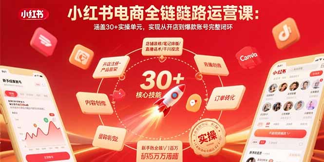 小红书电商全链路运营课：涵盖30+实操单元，实现从开店到爆款账号完整闭环-猴哥项目网