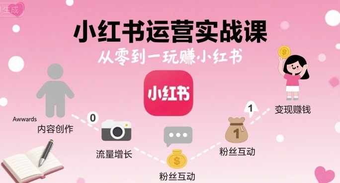小红书运营实战课，从零到一玩賺小红书-猴哥项目网