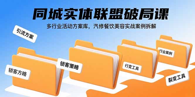 同城实体联盟破局课，多行业活动方案库，汽修餐饮美容实战案例拆解-猴哥项目网