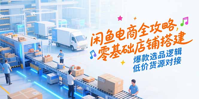 闲鱼电商全攻略，零基础店铺搭建，爆款选品逻辑，低价货源对接-猴哥项目网