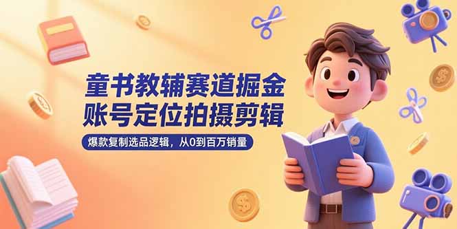 童书教辅赛道掘金，账号定位拍摄剪辑，爆款复制选品逻辑，从0到百万销量-猴哥项目网