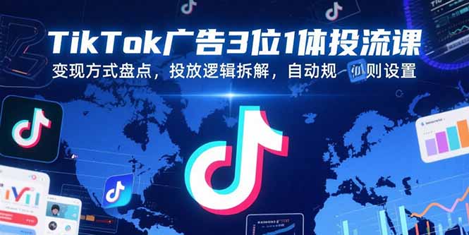 TikTok广告3位1体投流课，变现方式盘点，投放逻辑拆解，自动规则设置-猴哥项目网
