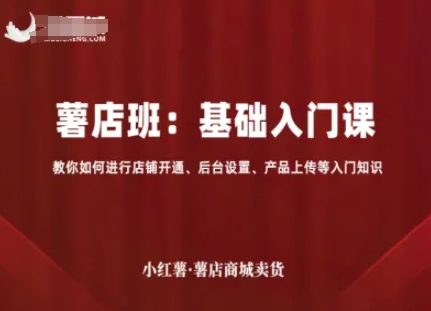 小红薯薯店商城卖货，基础入门课，教你如何进行店铺开通、后台设置、产品上传等入门知识-猴哥项目网