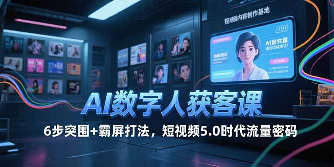 AI数字人获客课，6步突围+霸屏打法，短视频5.0时代流量密码-猴哥项目网