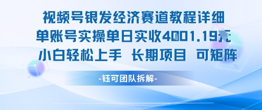 视频号银发经济赛道单账号实操单日实收1k+，小白轻松上手长期项目-猴哥项目网