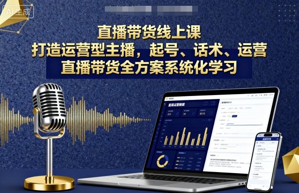 直播带货线上课，打造运营型主播，起号、话术、运营，直播带货全方案系统化学习-猴哥项目网