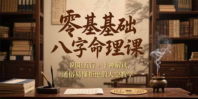 零基础八字命理课，阴阳五行+十神解读，通俗易懂拒绝假大空教学-猴哥项目网