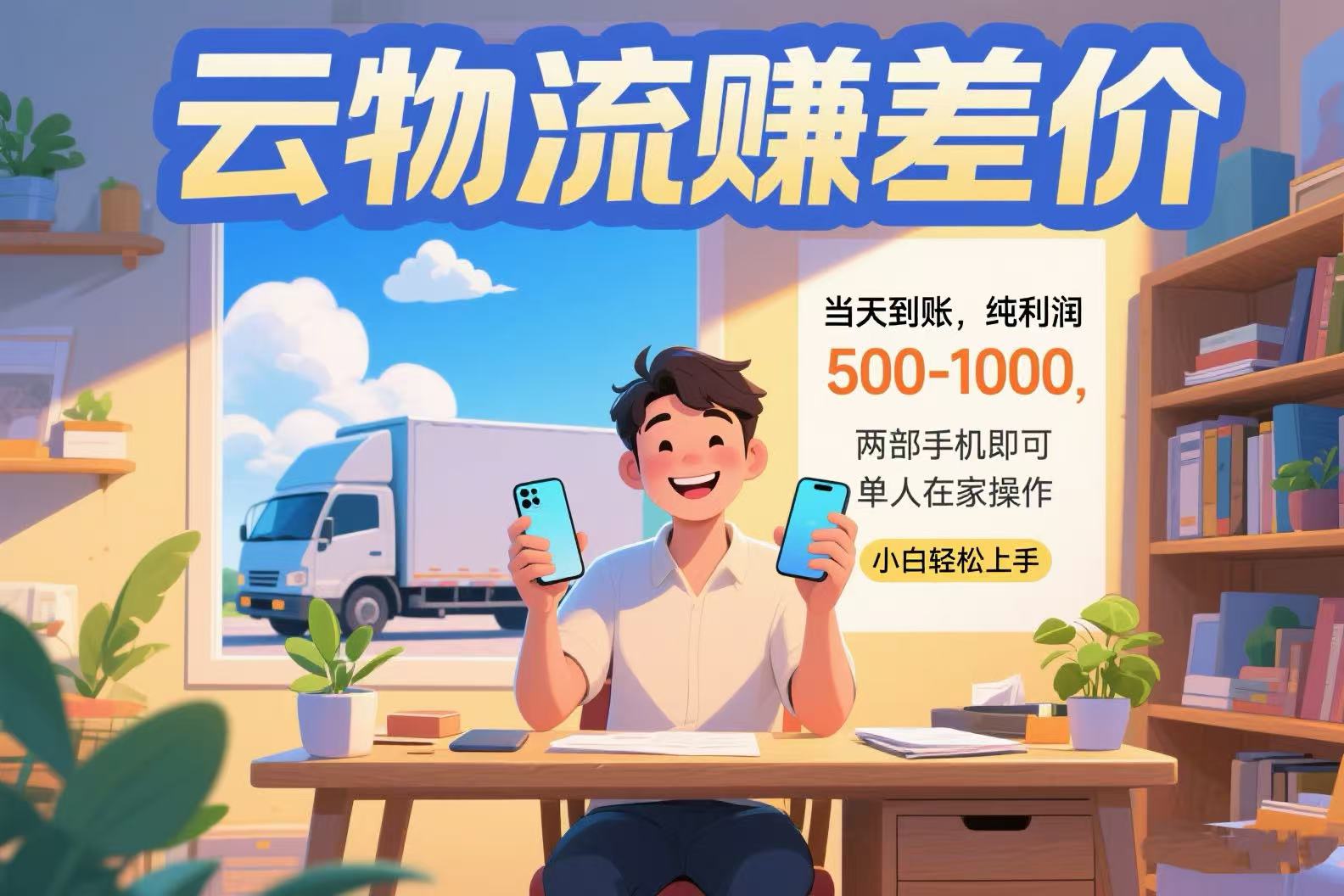 云物流赚差价 当天到账纯利润500-1000 两部手机即可 可单人在家操作 小…-猴哥项目网