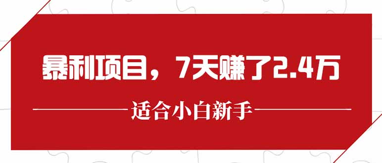 最新暴利项目，每单收益轻松在300以上，7天赚了2.4万-猴哥项目网