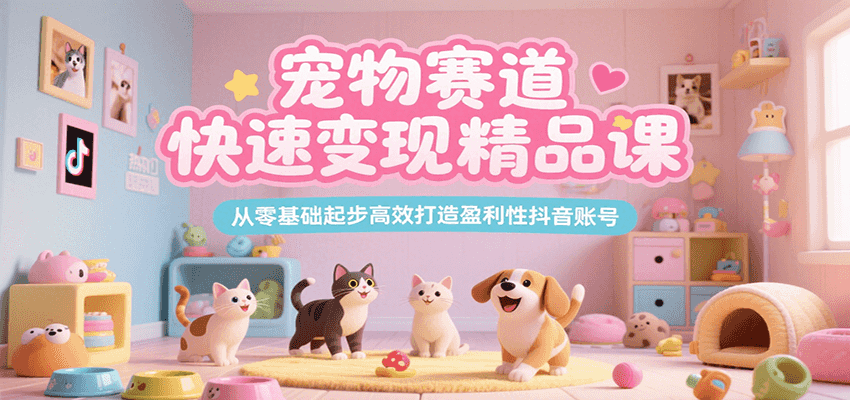 宠物赛道快速变现精品课，从零基础起步高效打造盈利性抖音账号-猴哥项目网
