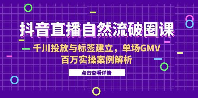抖音直播自然流破圈课-6月，千川投放与标签建立，单场GMV百万实操案例解析-猴哥项目网