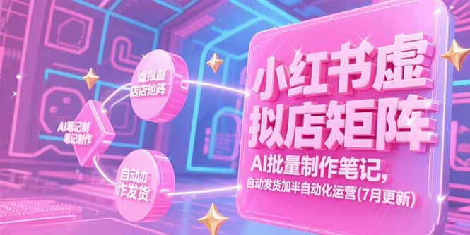 小红书虚拟店矩阵，AI批量制作笔记，自动发货加半自动化运营(7月更新-猴哥项目网