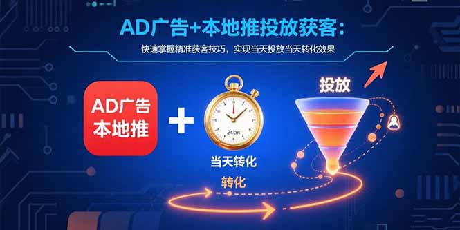 AD广告+本地推投放获客：快速掌握精准获客技巧，实现当天投放当天转化效果-猴哥项目网