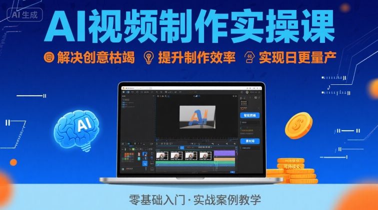 Ai视频制作实操课，解决创意枯竭、效率低下痛点，实现日更量产可持续变现-猴哥项目网