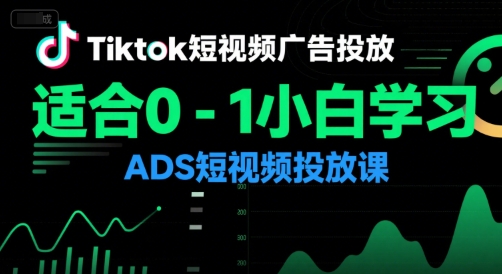 Tiktok短视频广告投放，适合0-1小白学习ADS短视频投放课-猴哥项目网