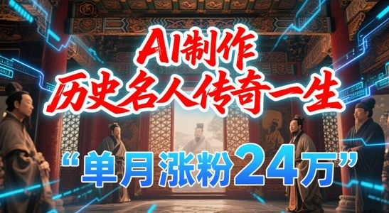 暴力起号！用AI制作历史名人传奇一生，单月涨粉24W，涨粉+变现赛道黑马来了-猴哥项目网