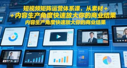 短视频矩阵运营体系课，从素材+内容生产角度快速放大你的商业结果-猴哥项目网