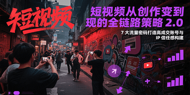 短视频从创作到变现的全链路策略2.0，7大流量密码构建IP信任感打造高成交账号-猴哥项目网