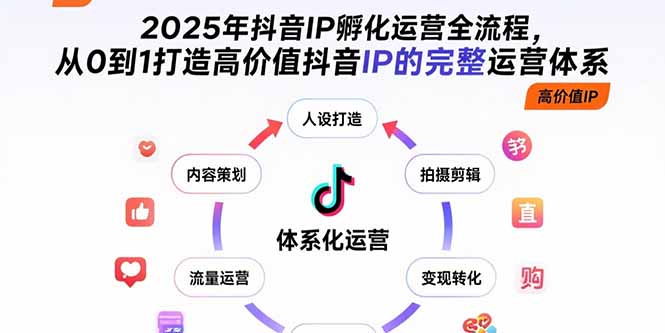 2025年抖音IP孵化运营全流程，从0到1打造高价值抖音IP的完整运营体系-猴哥项目网