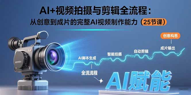 AI+视频拍摄与剪辑全流程：从创意到成片的完整AI视频制作能力(25节课-猴哥项目网