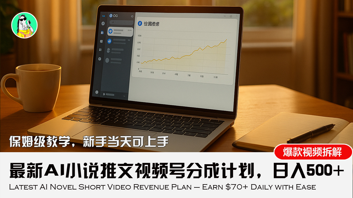 最新AI小说推文视频号分成计划，新手小白也能当天日入500+教程-猴哥项目网