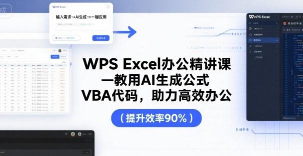 WPS Excel办公精讲课，教用 AI 生成公式，VBA 代码，助力高效办公-猴哥项目网