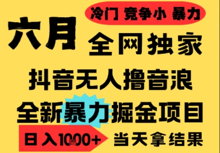 25年6月高爆抖音无人直播最新撸音浪掘金项目，小白可做，无脑日入1k+，门槛低可批量矩阵【揭秘】-猴哥项目网