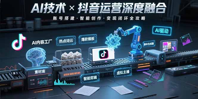 AI技术与抖音运营的深度融合应用：涵盖账号搭建、内容创作、收益变现等-猴哥项目网