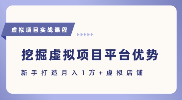 抓住虚拟项目各平台优势，新手轻松月入1W+(给出具体建议)-猴哥项目网