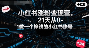 小红书涨粉变现营，21天从0-1做一个挣钱的小红书账号-猴哥项目网