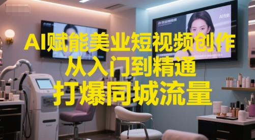 AI赋能美业短视频创作，从入门到精通，打爆同城流量，超级AI工具短视频实操落地-猴哥项目网